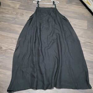 Ulla Popken Elegant Black Women Dress Jumper 28/30 Overall Linen Lagenlook*flaw